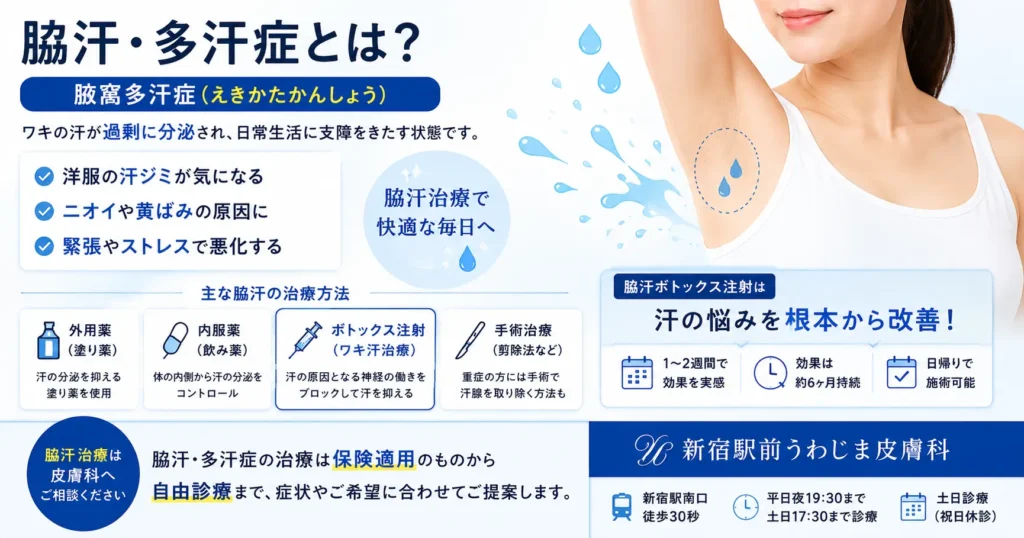 脇汗・腋窩多汗症の症状と脇汗治療について
